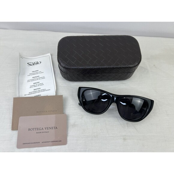 New BOTTEGA VENETA BV186/S BLACK Cat Eyes SUNGLASSES 54-16-135mm‎ W Leather Case